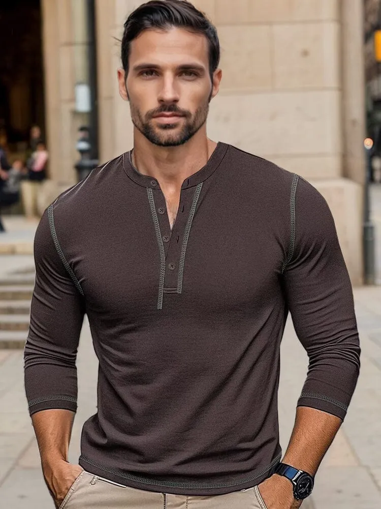 Regular Fit Cotton Henley Shirt sold by Coofandy product image thumbnail 3