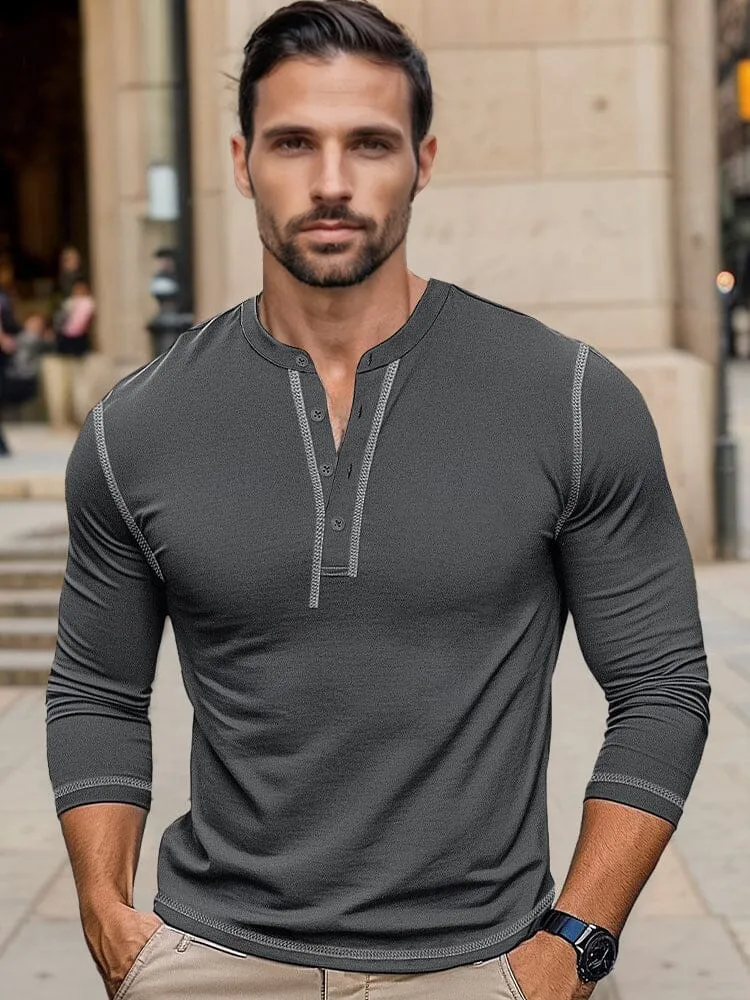 Regular Fit Cotton Henley Shirt sold by Coofandy product image thumbnail 4