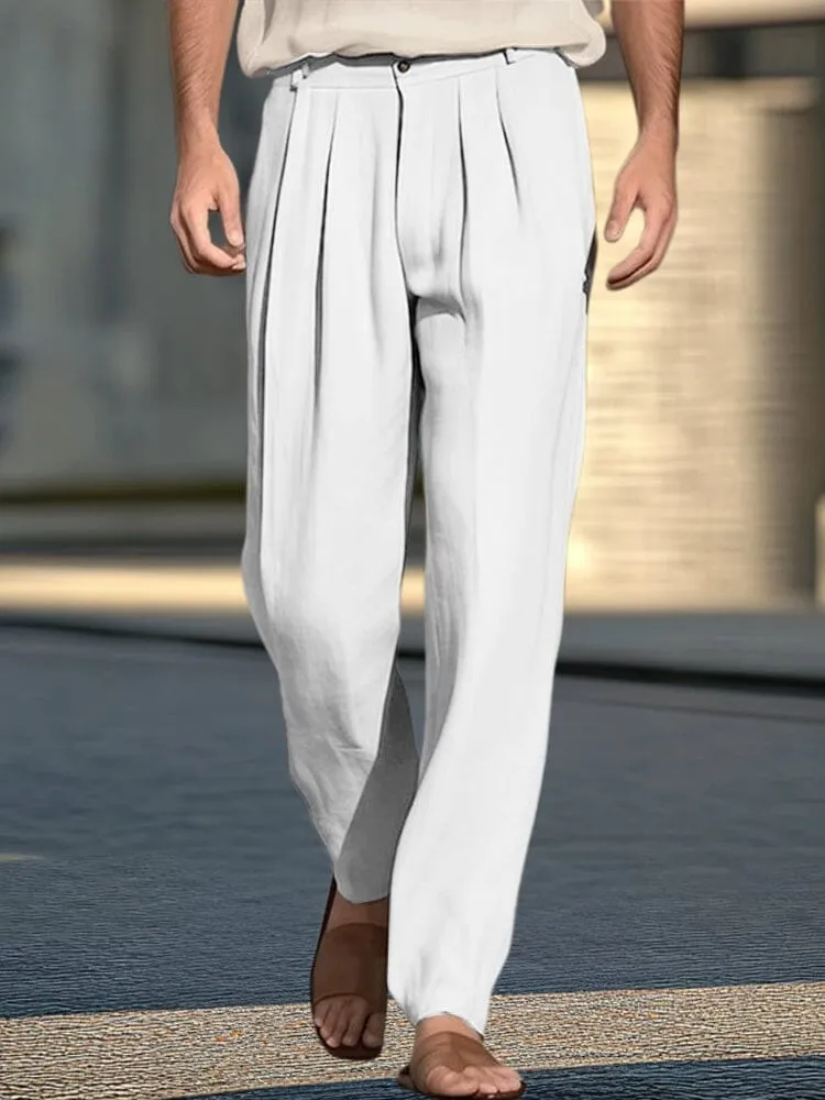 Cotton Linen Pleated Wide-Leg Trousers sold by Coofandy product image thumbnail 4