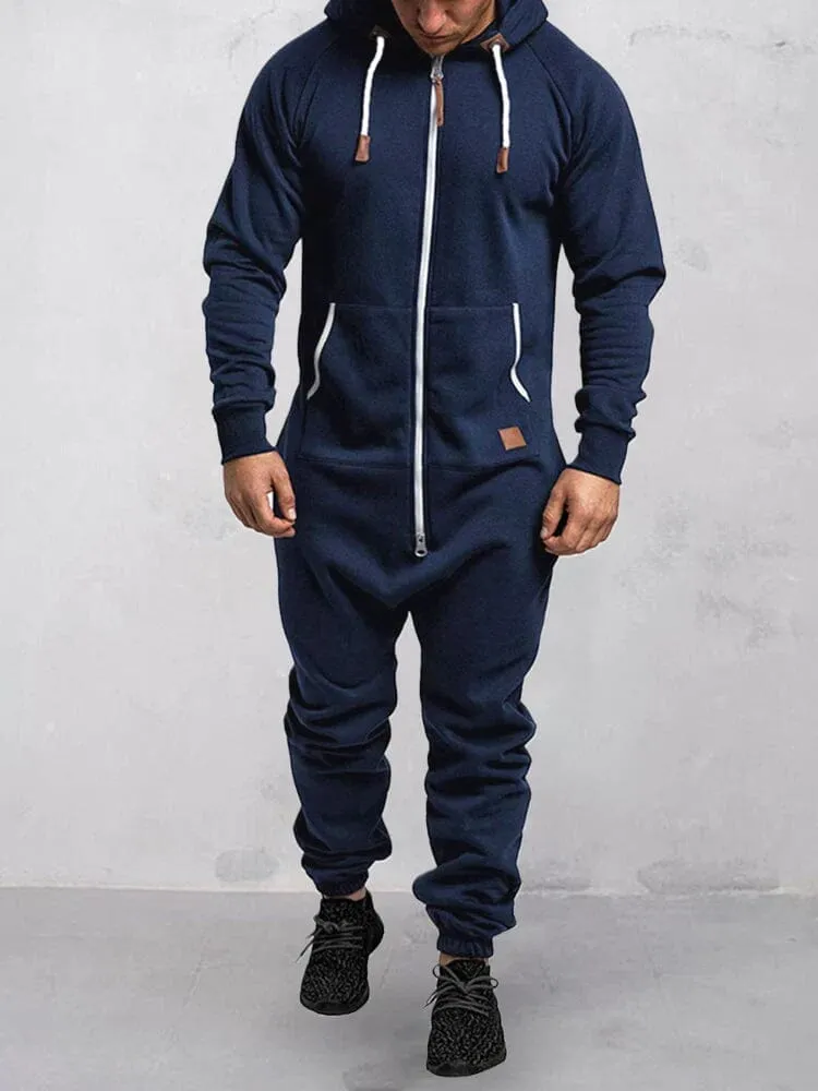 Hooded Fleece Solid Color Jumpsuit (Live Only) sold by Coofandy product image thumbnail 2