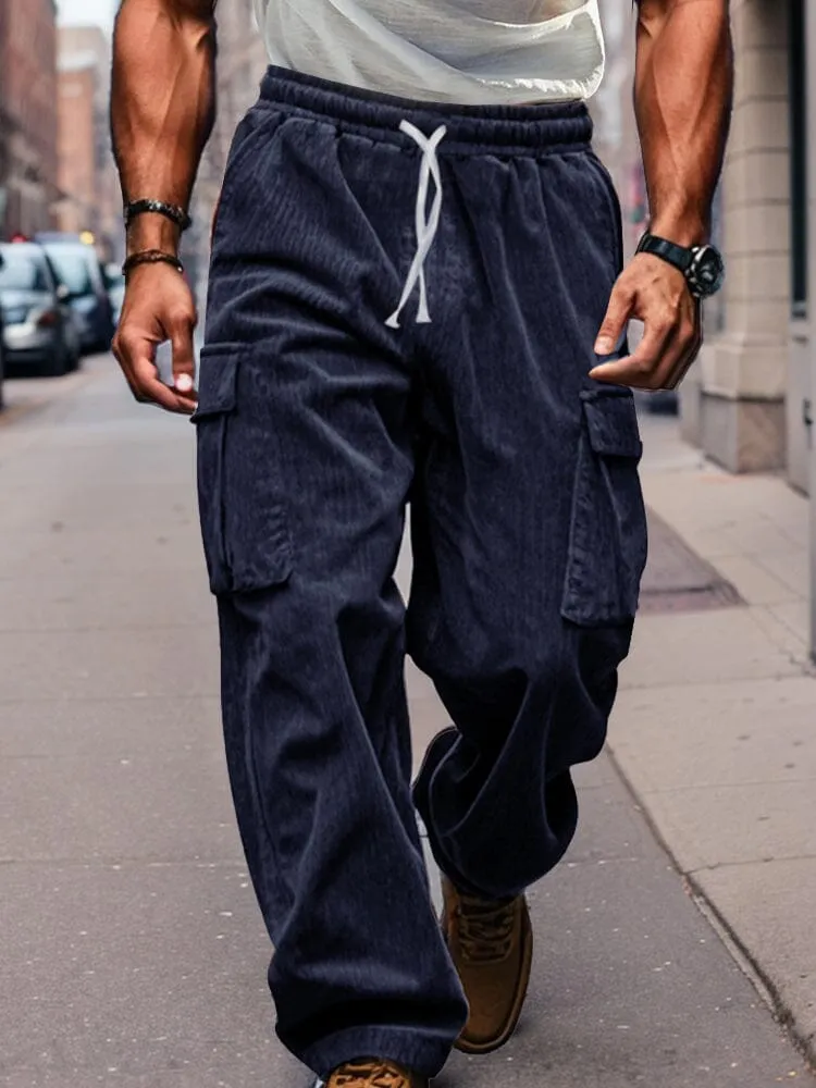 Corduroy Straight Leg Cargo Pants (Live Only) sold by Coofandy