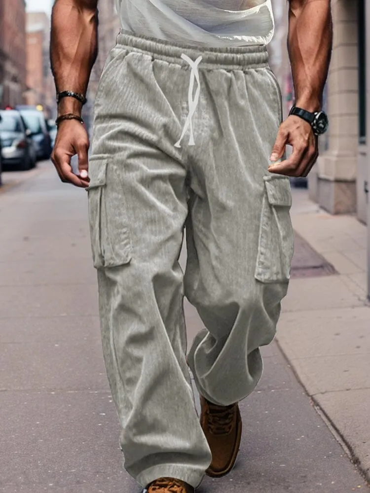 Corduroy Straight Leg Cargo Pants (Live Only) sold by Coofandy product image thumbnail 5