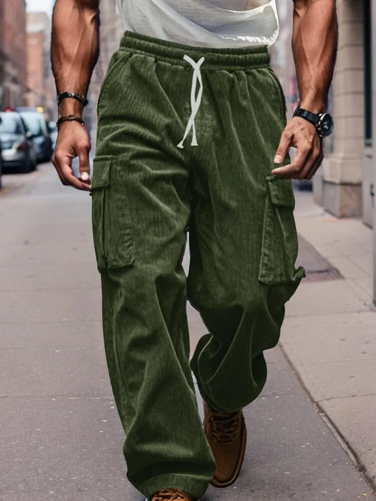 Corduroy Straight Leg Cargo Pants (Live Only) sold by Coofandy product image thumbnail 3