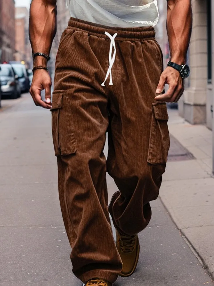 Corduroy Straight Leg Cargo Pants (Live Only) sold by Coofandy product image thumbnail 4