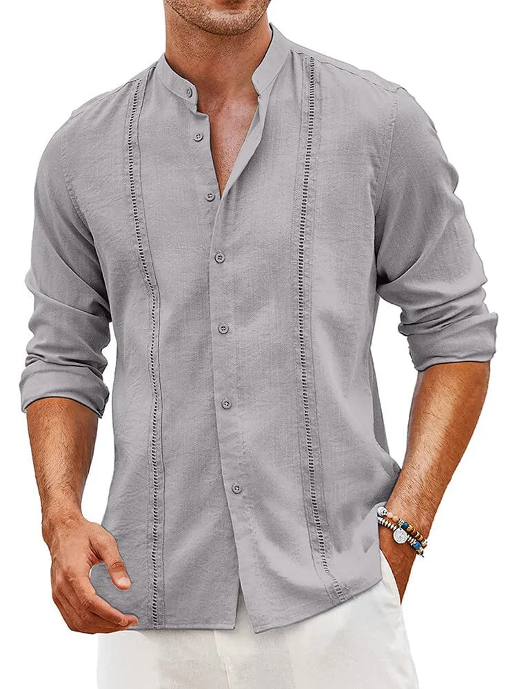 Embroidered Guayabera Linen Shirt (Live Only) sold by Coofandy product image thumbnail 4