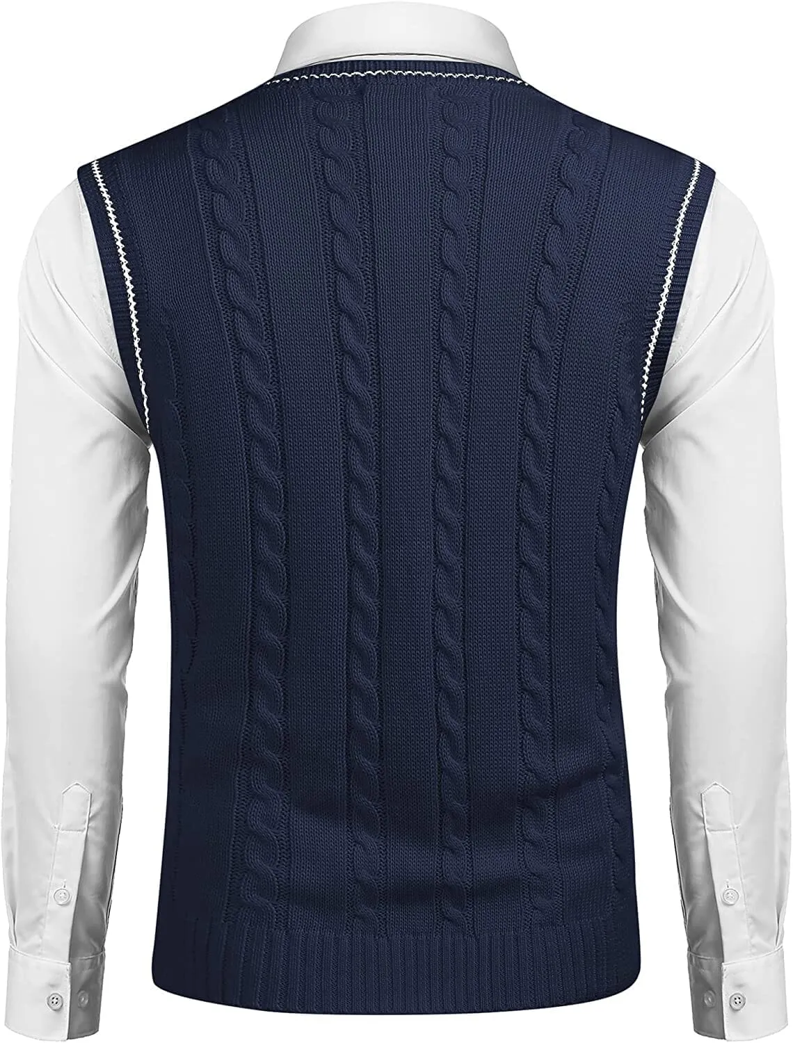 V Neck Sleeveless Knitted Pullover Vest Sweater (Live Only) sold by Coofandy product image thumbnail 4