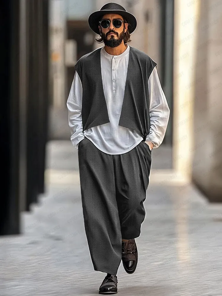 Fake Two-Piece Vest Top Pants Set sold by Coofandy product image thumbnail 2