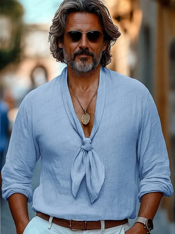 Casual 100% Cotton Tie-Front Shirt sold by Coofandy