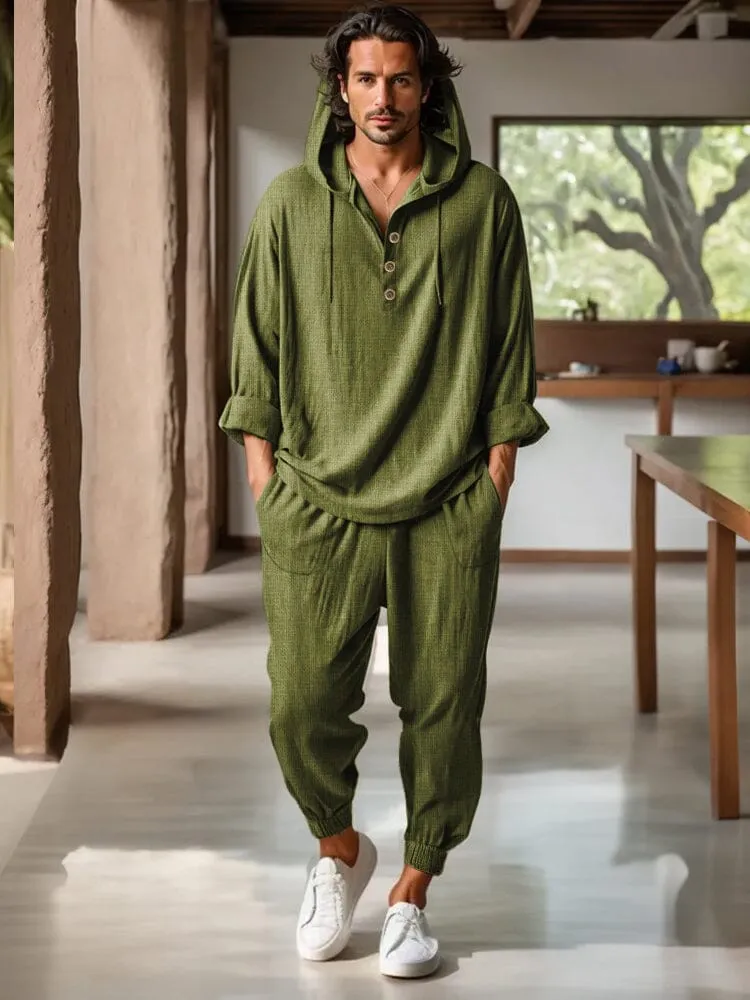 Leisure 100% Cotton Hoodie Pants Set sold by Coofandy product image thumbnail 2