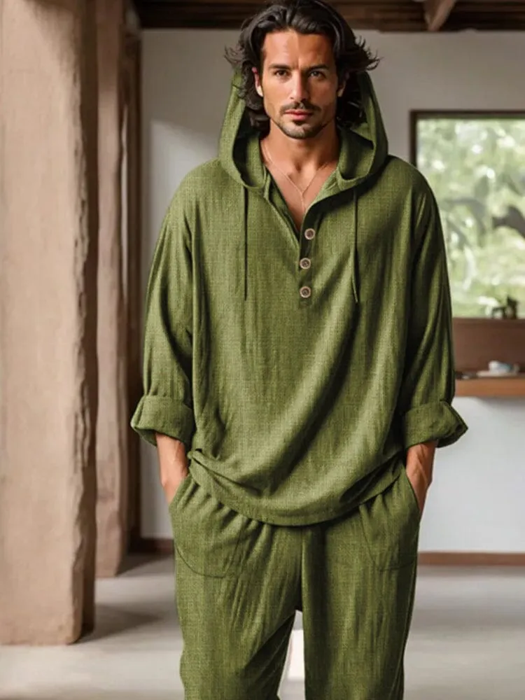 Leisure 100% Cotton Hoodie Pants Set sold by Coofandy product image thumbnail 3