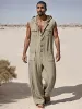 Stylish 100% Cotton Sleeveless Hooded Jumpsuit sold by Coofandy
