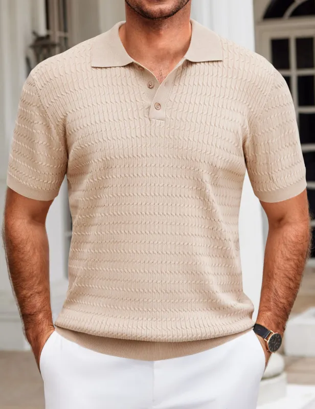 Casual Textured Knit Polo Shirt (US Only) sold by Coofandy