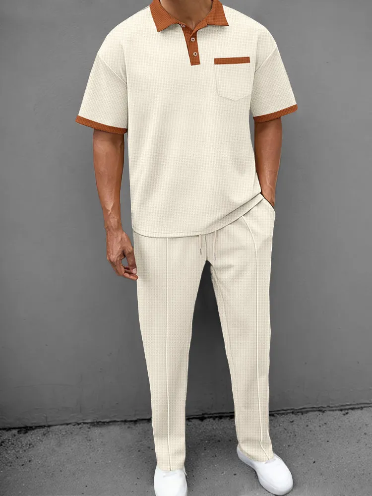 Casual Waffle Polo Shirt Set sold by Coofandy