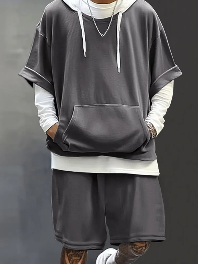 Street Style Cotton Hoodie Shorts Set sold by Coofandy product image thumbnail 4