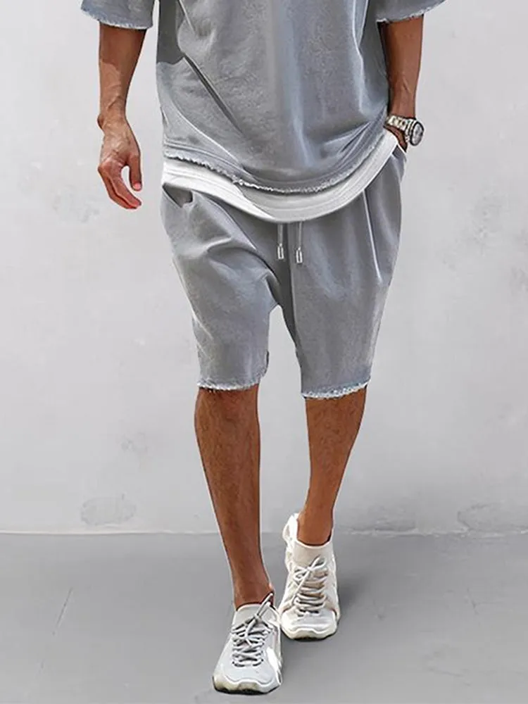 Athleisure Contrast Fake 2-Piece Shirt Set sold by Coofandy product image thumbnail 4