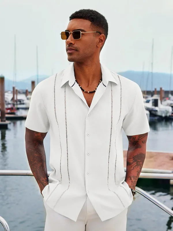 Casual Cuban Guayabera Shirt (US Only) sold by Coofandy