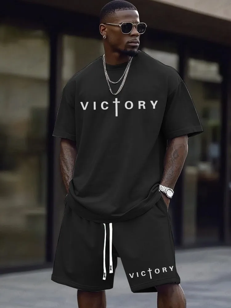 Casual Letter Graphic Printed Sports Set sold by Coofandy product image thumbnail 3