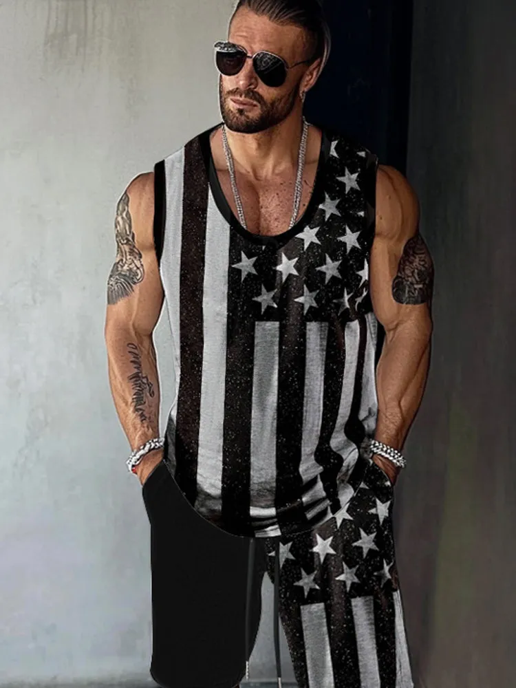 Athleisure Flag Printed Tank Top Set sold by Coofandy product image thumbnail 4
