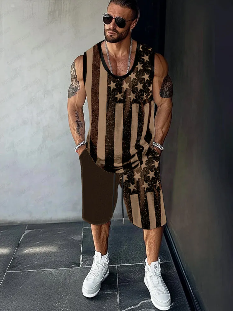 Athleisure Flag Printed Tank Top Set sold by Coofandy product image thumbnail 3