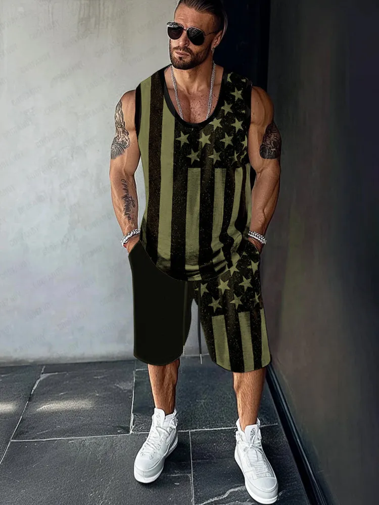 Athleisure Flag Printed Tank Top Set sold by Coofandy product image thumbnail 2