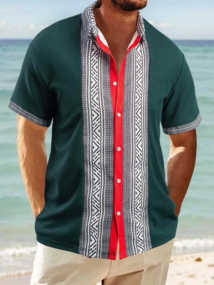Stylish Colorblock Summer Waffle Shirt sold by Coofandy product image thumbnail 3