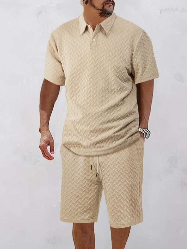Simple Chic Textured Polo Shirt Set sold by Coofandy product image thumbnail 3