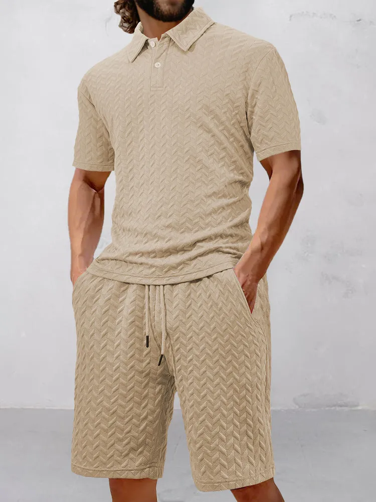 Casual Jacquard Textured Matching Set sold by Coofandy