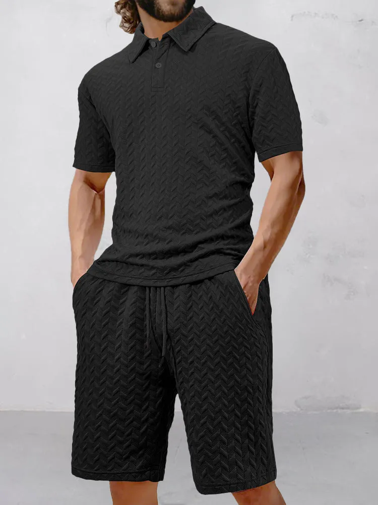 Casual Jacquard Textured Matching Set sold by Coofandy product image thumbnail 3