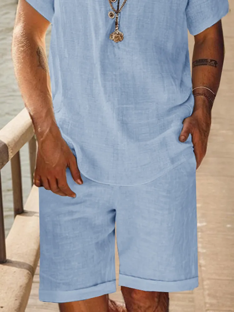 Loose Fit 100% Cotton Shirt Shorts Set sold by Coofandy product image thumbnail 4