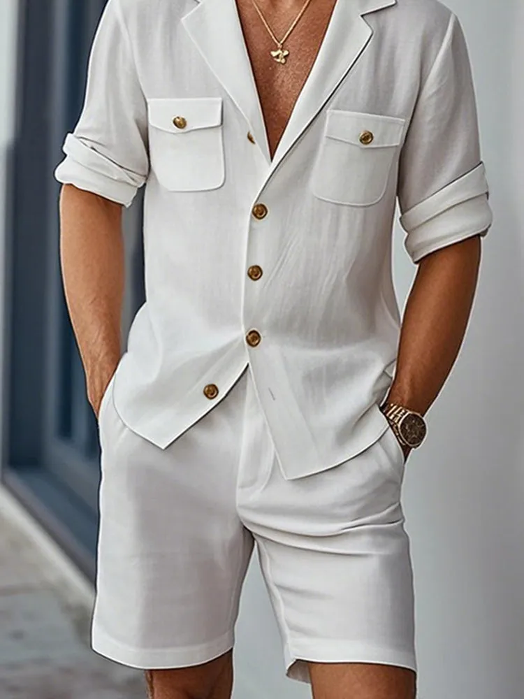 Minimal Casual Cotton Blazer Shorts Set sold by Coofandy product image thumbnail 4