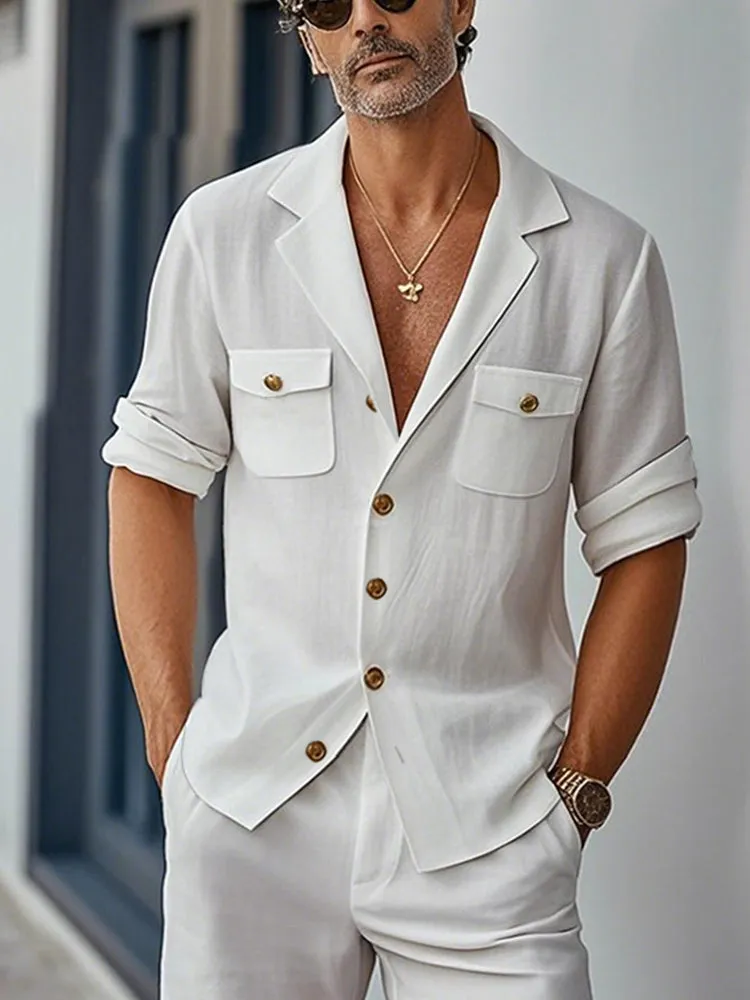 Minimal Casual Cotton Blazer Shorts Set sold by Coofandy product image thumbnail 3