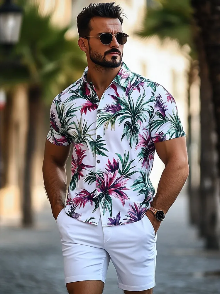 Tropical Plant Print Resort Wear Shirt sold by Coofandy