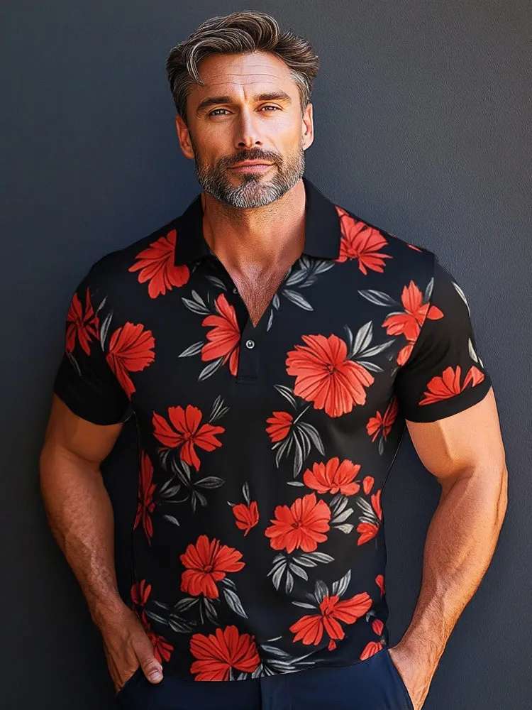 Elegant Floral Pattern Polo Shirt sold by Coofandy product image thumbnail 2