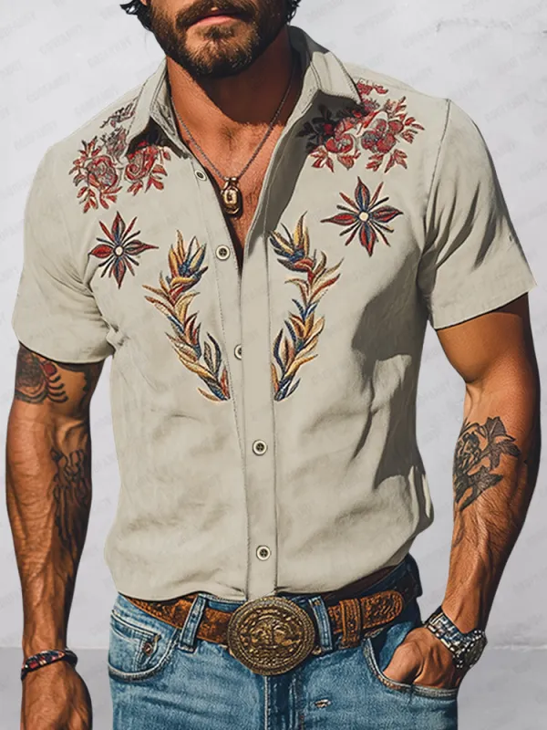 Western Inspired Embroidered Shirt sold by Coofandy