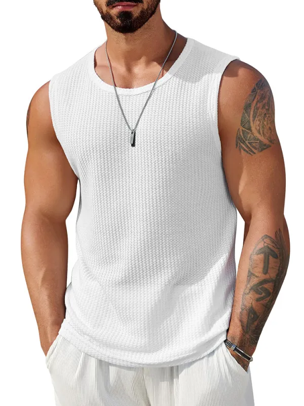 Casual Waffle Knit Muscle Tank Top (US Only) sold by Coofandy