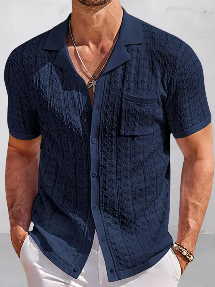 Casual Breathable Textured Knit Shirt sold by Coofandy product image thumbnail 3