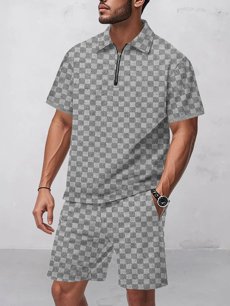 Timeless Checkered Shirt Shorts Set sold by Coofandy