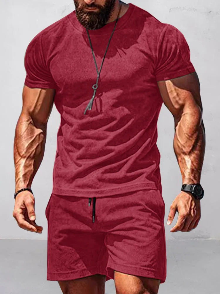 Soft Suede T-Shirt Shorts Set sold by Coofandy product image thumbnail 4