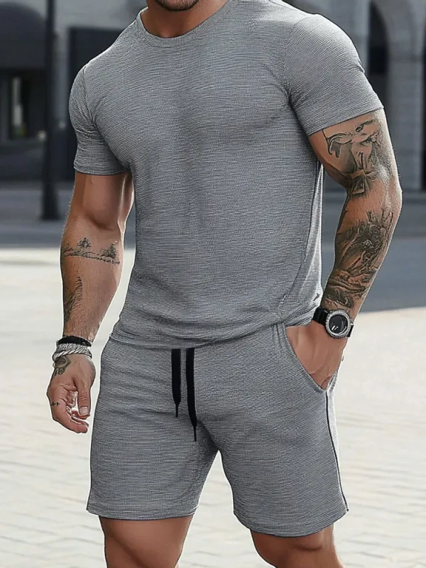 Athleisure Fashion T-Shirt Shorts Set sold by Coofandy