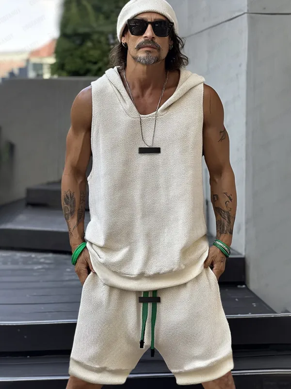 Athleisure Textured Hooded 2-Piece Set sold by Coofandy