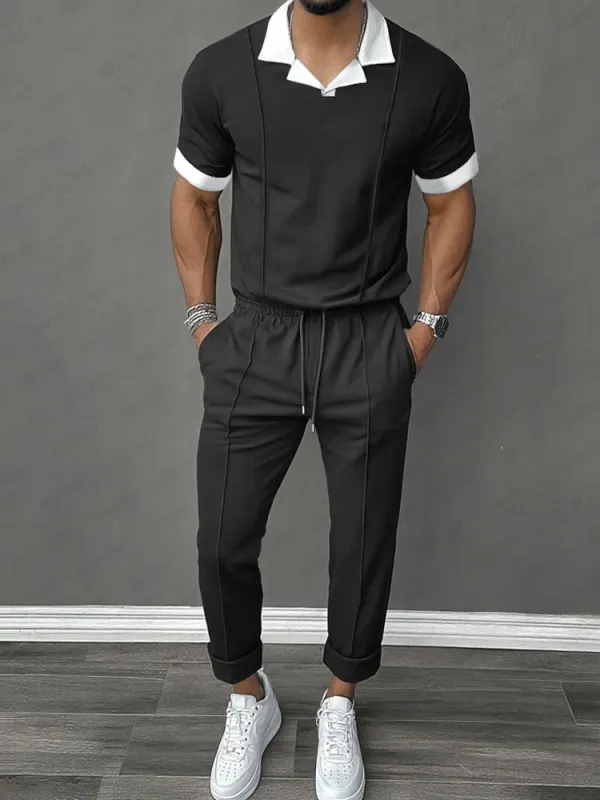 Trendy Contrast Design 2-Piece Set sold by Coofandy