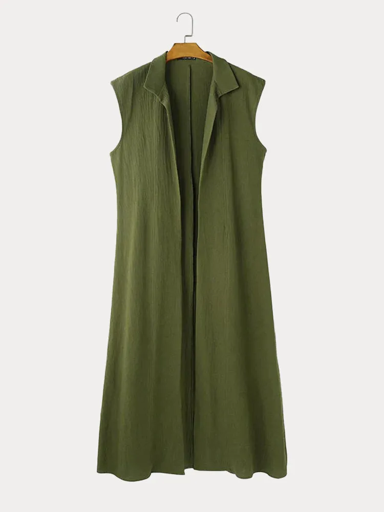 Stylish Stand Collar Cotton Long Cardigan sold by Coofandy product image thumbnail 4