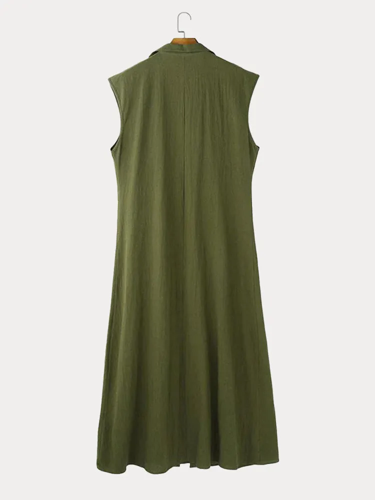 Stylish Stand Collar Cotton Long Cardigan sold by Coofandy product image thumbnail 5