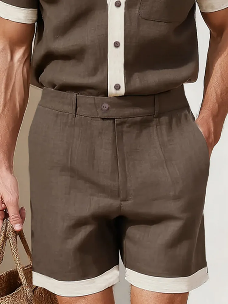 Summer Linen Blend Contrast Casual Set sold by Coofandy product image thumbnail 4