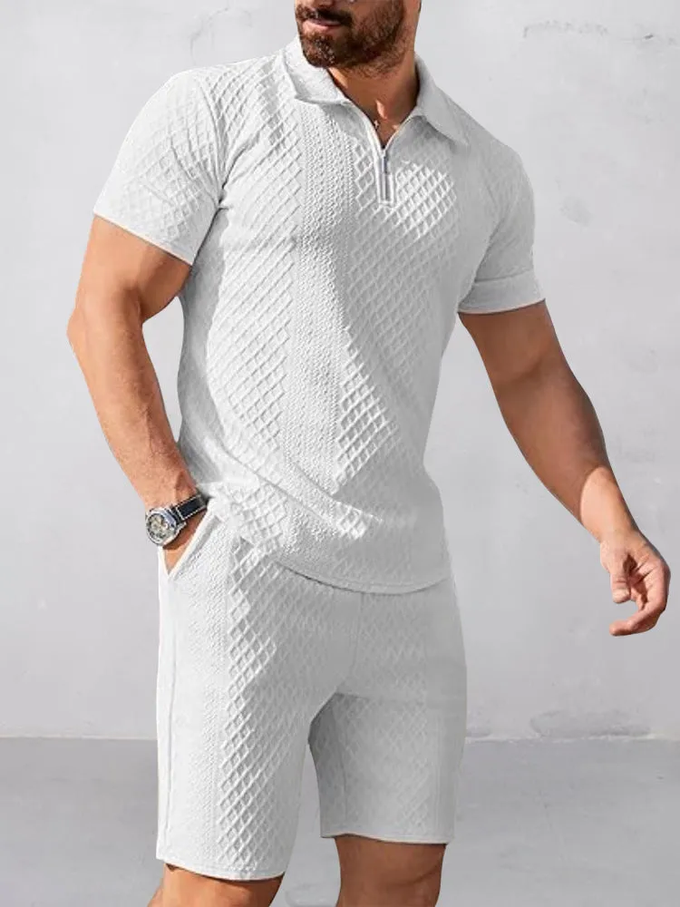 Trendy Textured Polo Shorts Outfit sold by Coofandy product image thumbnail 5