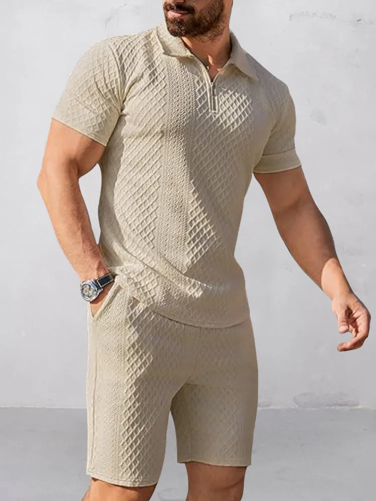 Trendy Textured Polo Shorts Outfit sold by Coofandy