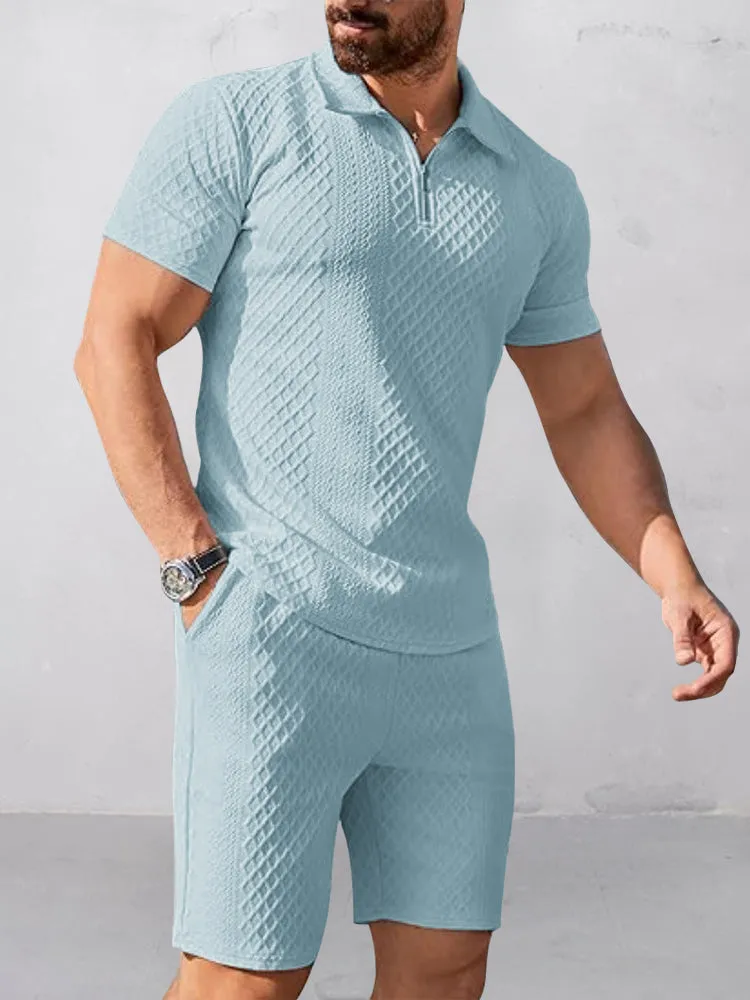 Trendy Textured Polo Shorts Outfit sold by Coofandy product image thumbnail 3