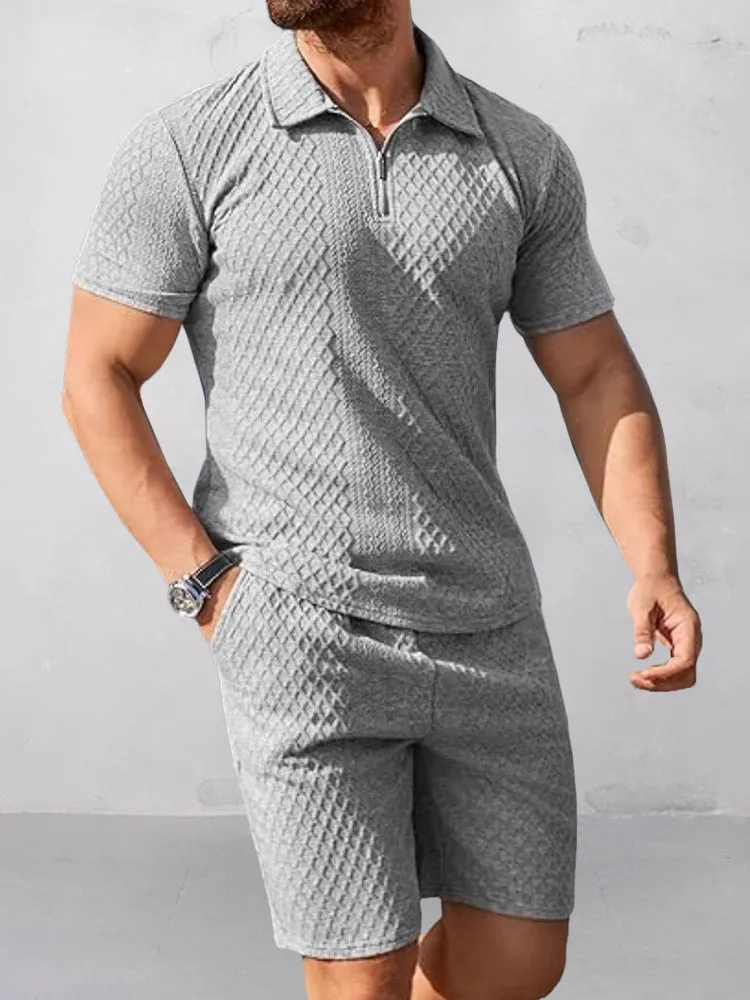Trendy Textured Polo Shorts Outfit sold by Coofandy product image thumbnail 4