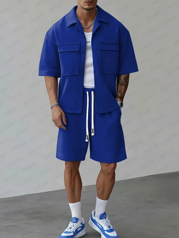 Utility Street Style Shirts Shorts Set sold by Coofandy