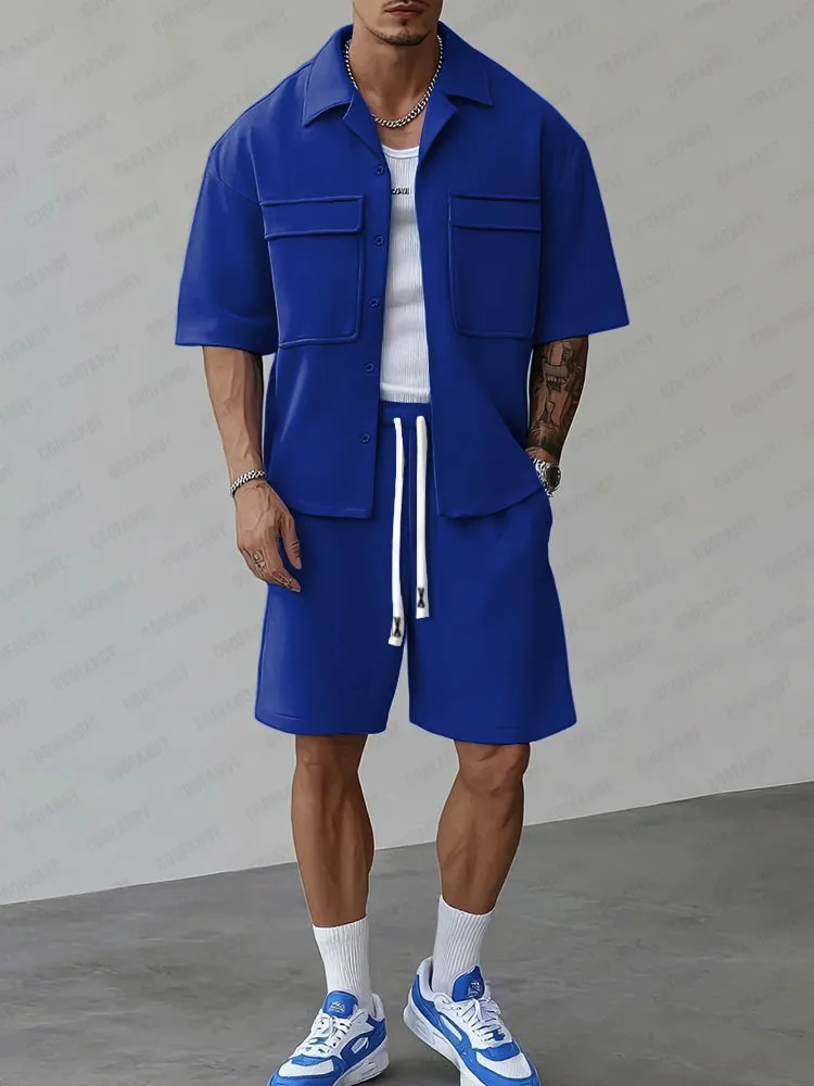 Utility Street Style Shirts Shorts Set sold by Coofandy
